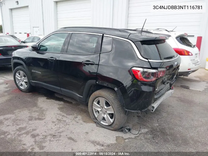 2022 Jeep Compass Latitude 4X4 VIN: 3C4NJDBB3NT116781 Lot: 40122914