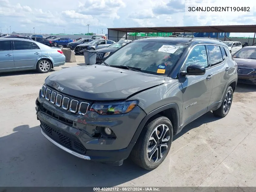 2022 Jeep Compass Limited 4X4 VIN: 3C4NJDCB2NT190482 Lot: 40202172