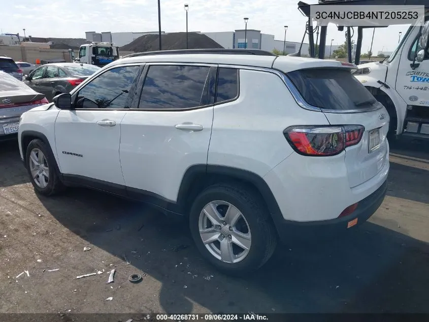 2022 Jeep Compass Latitude Fwd VIN: 3C4NJCBB4NT205253 Lot: 40268731