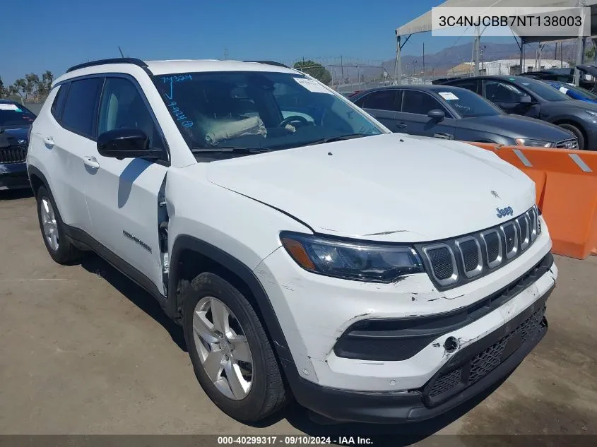 2022 Jeep Compass Latitude Fwd VIN: 3C4NJCBB7NT138003 Lot: 40299317