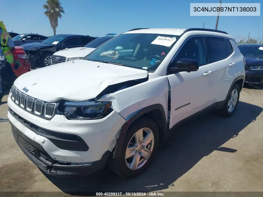 2022 Jeep Compass Latitude Fwd VIN: 3C4NJCBB7NT138003 Lot: 40299317