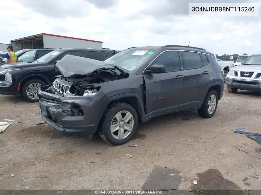 2022 Jeep Compass Latitude VIN: 3C4NJDBB8NT115240 Lot: 40312495