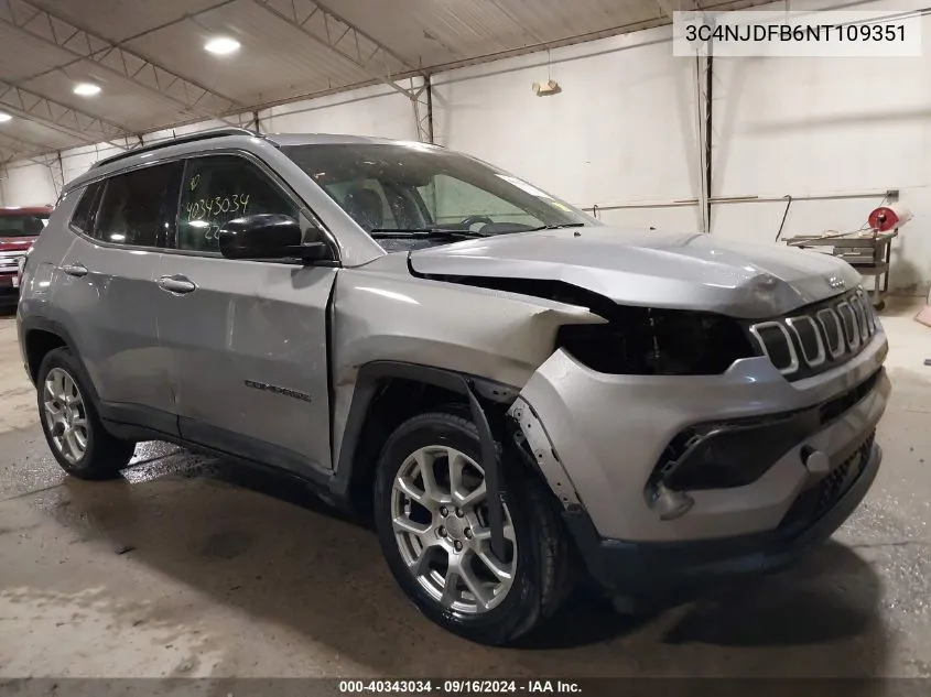 2022 Jeep Compass Latitude Lux 4X4 VIN: 3C4NJDFB6NT109351 Lot: 40343034