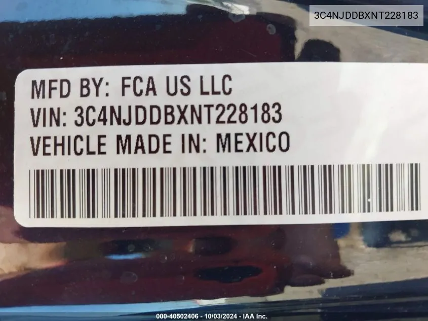 2022 Jeep Compass Trailhawk 4X4 VIN: 3C4NJDDBXNT228183 Lot: 40502406