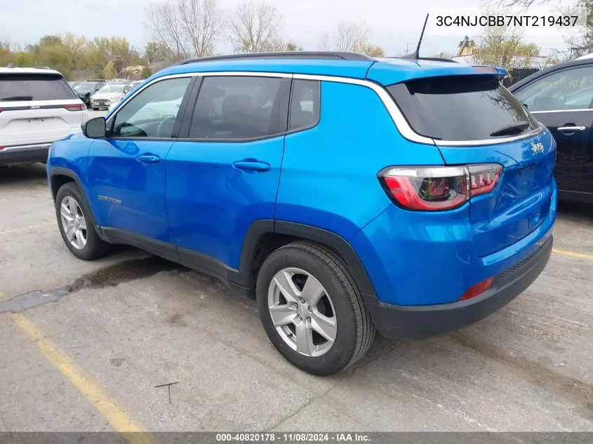 2022 Jeep Compass Latitude Fwd VIN: 3C4NJCBB7NT219437 Lot: 40820178