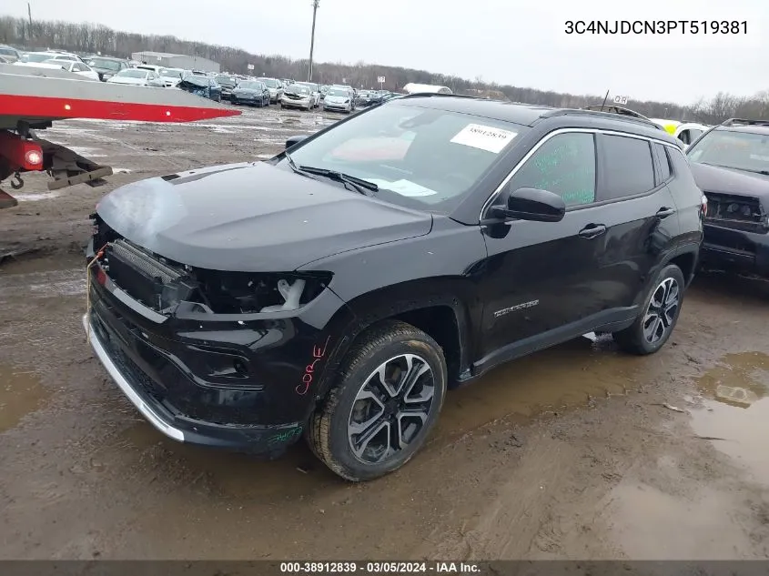 2023 Jeep Compass Limited 4X4 VIN: 3C4NJDCN3PT519381 Lot: 38912839