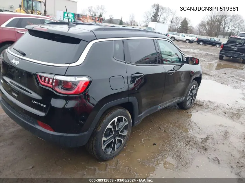 2023 Jeep Compass Limited 4X4 VIN: 3C4NJDCN3PT519381 Lot: 38912839