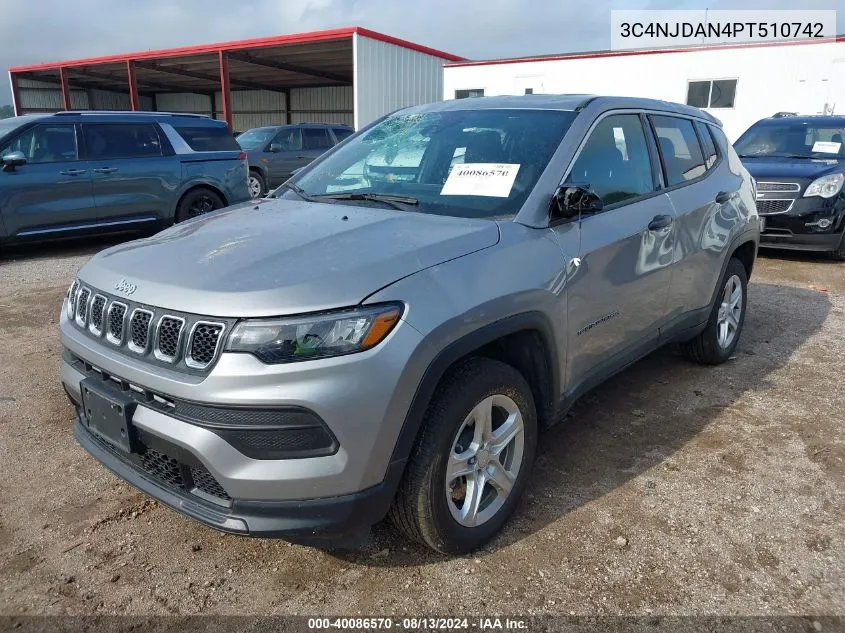 2023 Jeep Compass Sport 4X4 VIN: 3C4NJDAN4PT510742 Lot: 40086570