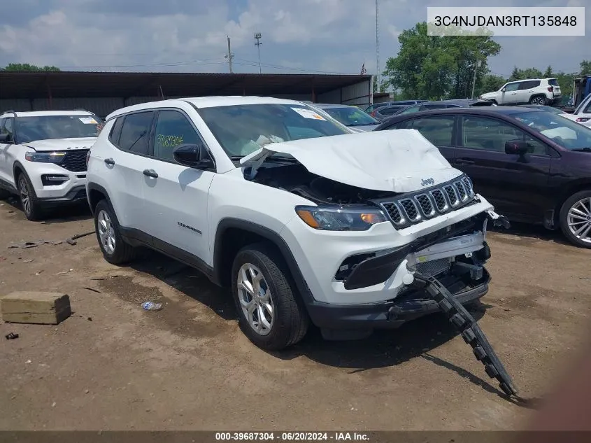 2024 Jeep Compass Sport 4X4 VIN: 3C4NJDAN3RT135848 Lot: 39687304