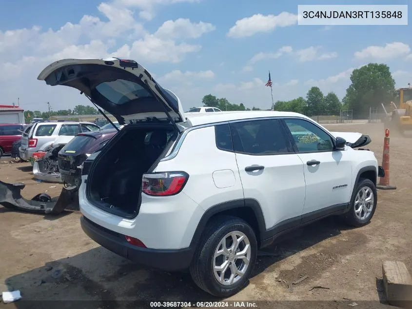 2024 Jeep Compass Sport 4X4 VIN: 3C4NJDAN3RT135848 Lot: 39687304