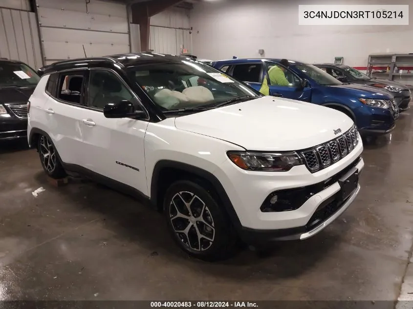 2024 Jeep Compass Limited 4X4 VIN: 3C4NJDCN3RT105214 Lot: 40020483