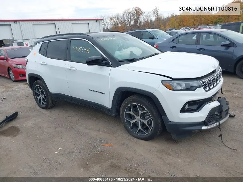 2024 Jeep Compass Limited 4X4 VIN: 3C4NJDCN6RT100816 Lot: 40655476