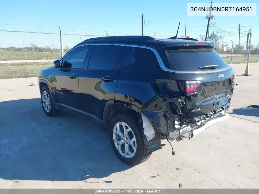 2024 Jeep Compass Latitude 4X4 VIN: 3C4NJDBN0RT164951 Lot: 40709221