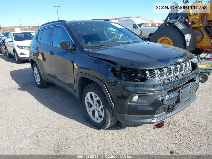 2024 Jeep Compass Latitude 4X4 VIN: 3C4NJDBN0RT110758 Lot: 40915772