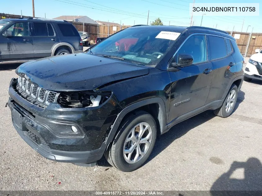 2024 Jeep Compass Latitude 4X4 VIN: 3C4NJDBN0RT110758 Lot: 40915772