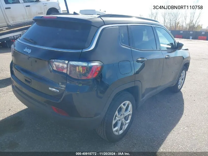 2024 Jeep Compass Latitude 4X4 VIN: 3C4NJDBN0RT110758 Lot: 40915772