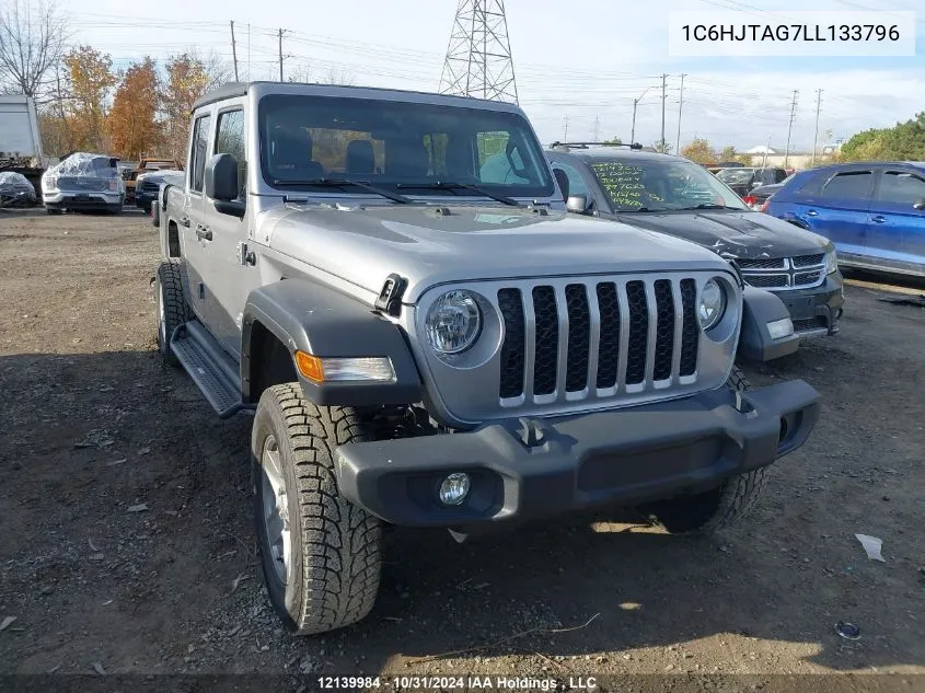 2020 Jeep Gladiator Sport S VIN: 1C6HJTAG7LL133796 Lot: 12139984