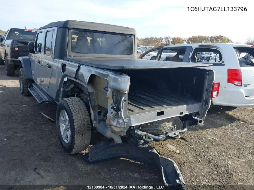 2020 Jeep Gladiator Sport S VIN: 1C6HJTAG7LL133796 Lot: 12139984