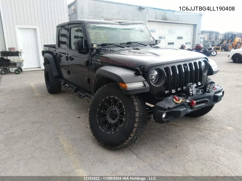 2020 Jeep Gladiator Rubicon VIN: 1C6JJTBG4LL190408 Lot: 12153522