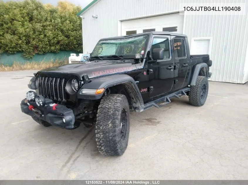 2020 Jeep Gladiator Rubicon VIN: 1C6JJTBG4LL190408 Lot: 12153522