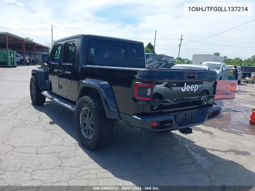 2020 Jeep Gladiator Overland 4X4 VIN: 1C6HJTFG0LL137214 Lot: 39608232