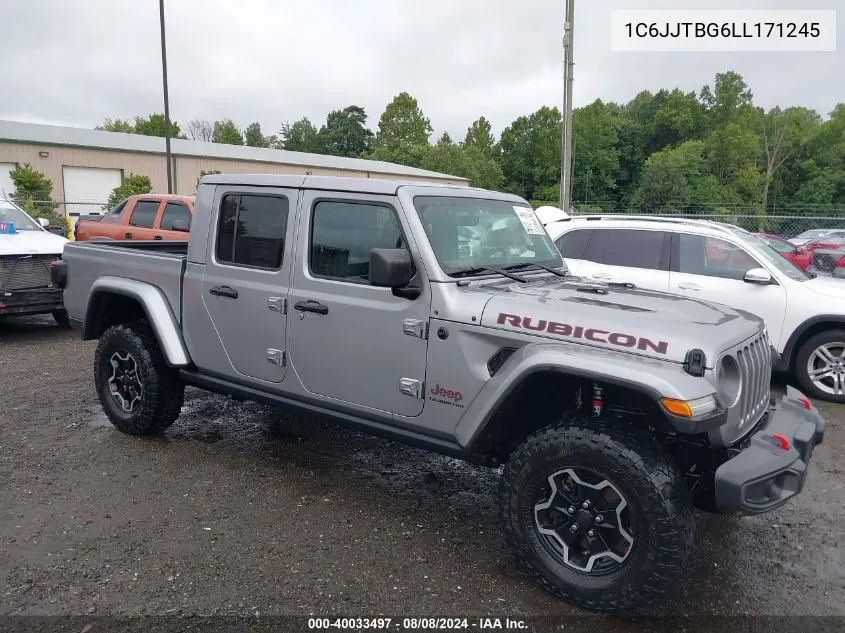 2020 Jeep Gladiator Rubicon 4X4 VIN: 1C6JJTBG6LL171245 Lot: 40033497