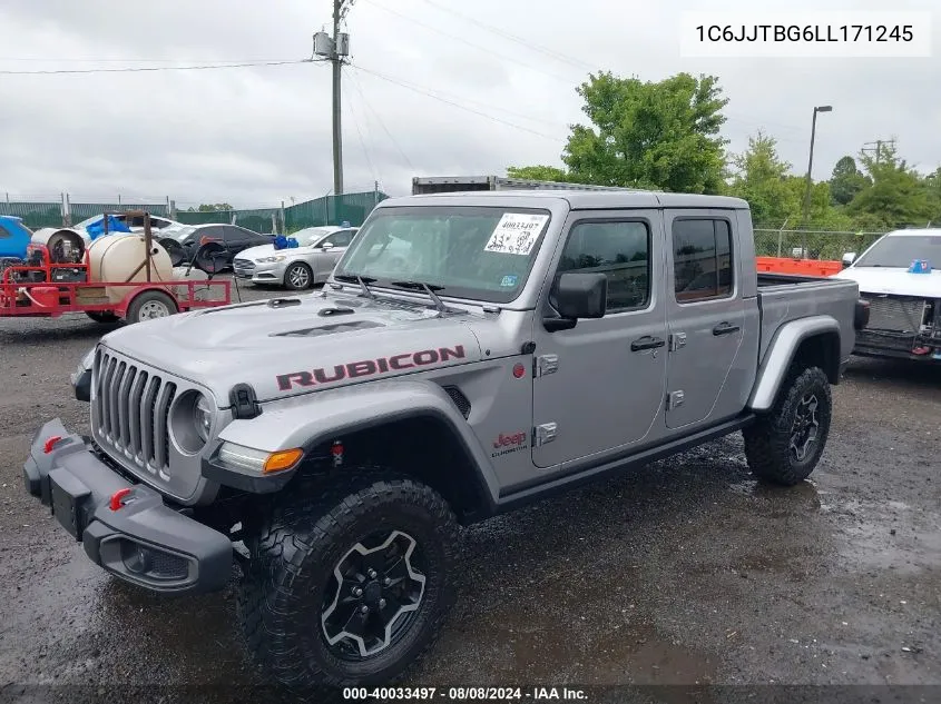 2020 Jeep Gladiator Rubicon 4X4 VIN: 1C6JJTBG6LL171245 Lot: 40033497