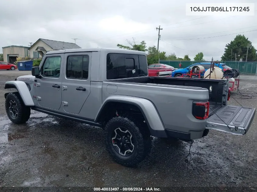 2020 Jeep Gladiator Rubicon 4X4 VIN: 1C6JJTBG6LL171245 Lot: 40033497