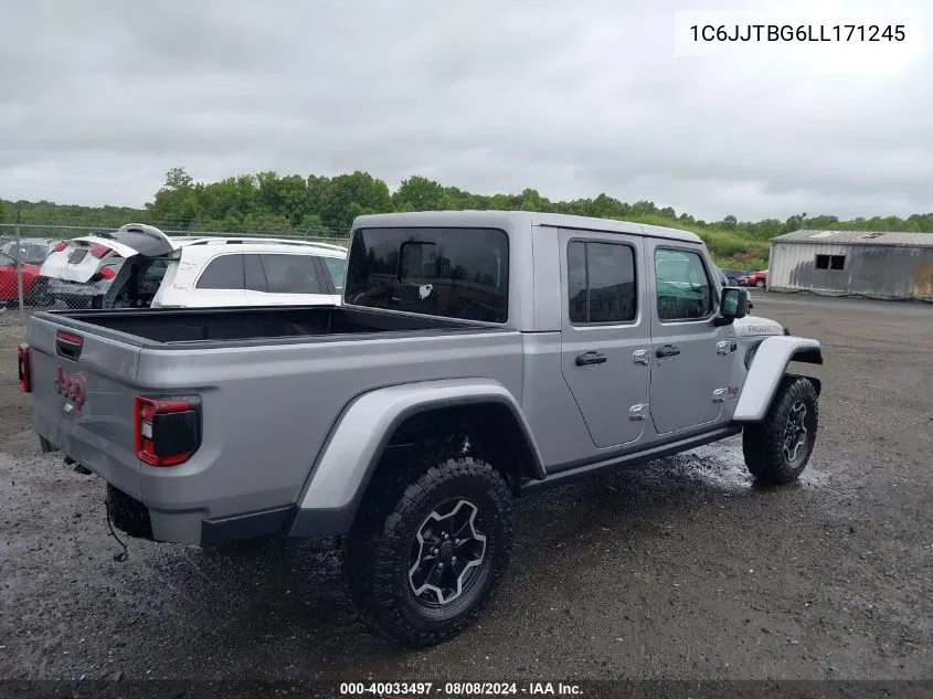 2020 Jeep Gladiator Rubicon 4X4 VIN: 1C6JJTBG6LL171245 Lot: 40033497