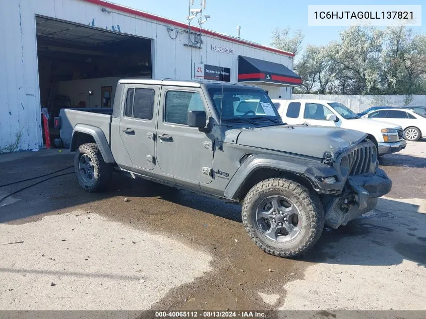 2020 Jeep Gladiator Sport S 4X4 VIN: 1C6HJTAG0LL137821 Lot: 40065112