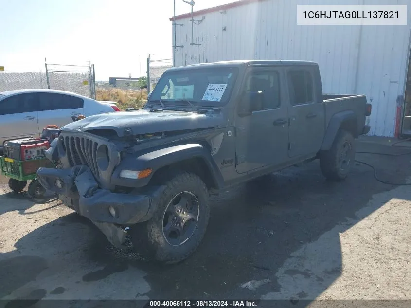 2020 Jeep Gladiator Sport S 4X4 VIN: 1C6HJTAG0LL137821 Lot: 40065112