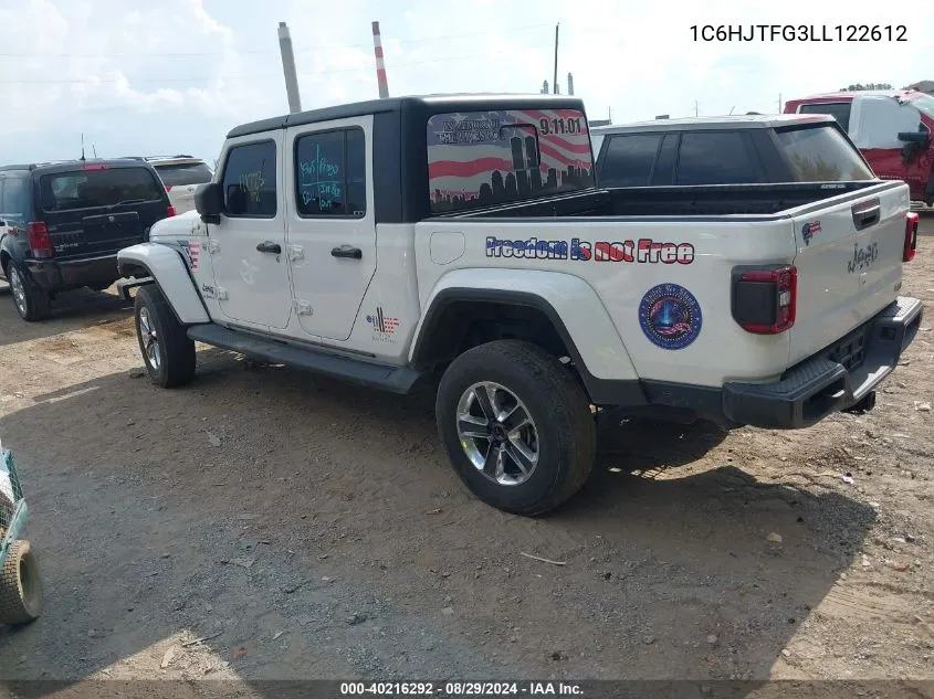 2020 Jeep Gladiator Overland 4X4 VIN: 1C6HJTFG3LL122612 Lot: 40216292