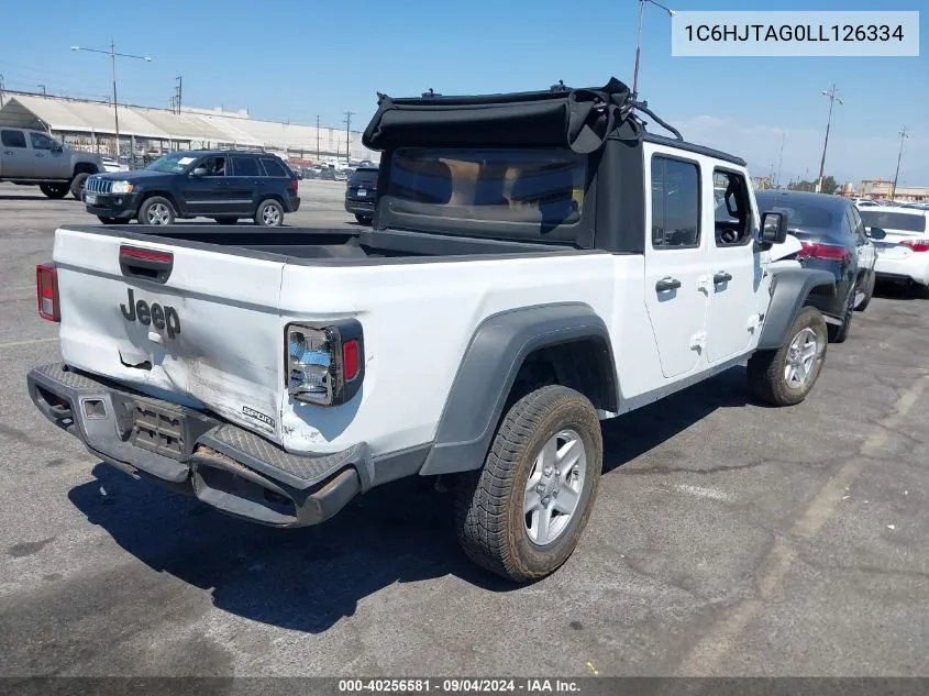 2020 Jeep Gladiator Sport S 4X4 VIN: 1C6HJTAG0LL126334 Lot: 40256581