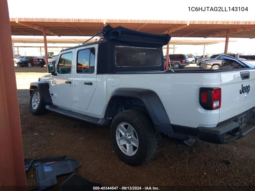 2020 Jeep Gladiator Sport VIN: 1C6HJTAG2LL143104 Lot: 40344547