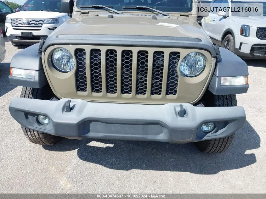 2020 Jeep Gladiator Sport VIN: 1C6JJTAG7LL216016 Lot: 40474637