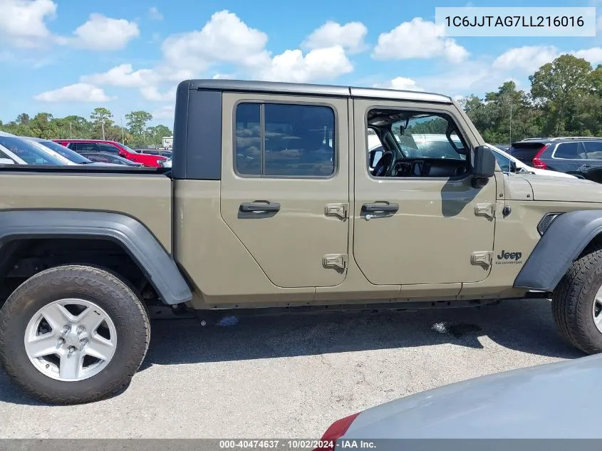 2020 Jeep Gladiator Sport VIN: 1C6JJTAG7LL216016 Lot: 40474637