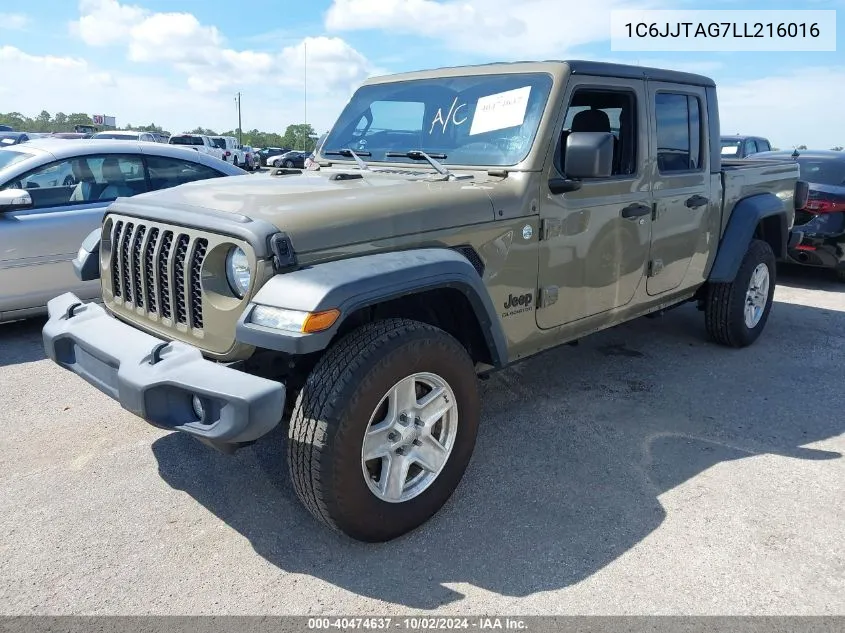 2020 Jeep Gladiator Sport VIN: 1C6JJTAG7LL216016 Lot: 40474637