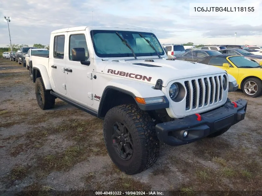 2020 Jeep Gladiator Rubicon 4X4 VIN: 1C6JJTBG4LL118155 Lot: 40493322