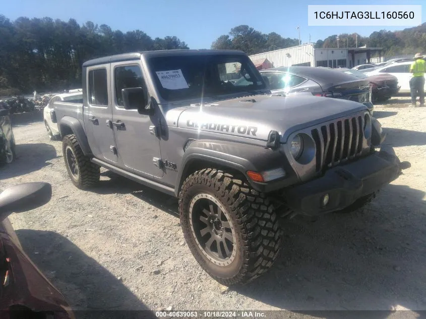 2020 Jeep Gladiator Sport S 4X4 VIN: 1C6HJTAG3LL160560 Lot: 40639053