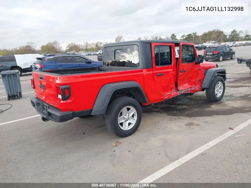 2020 Jeep Gladiator Sport S 4X4 VIN: 1C6JJTAG1LL132998 Lot: 40736067