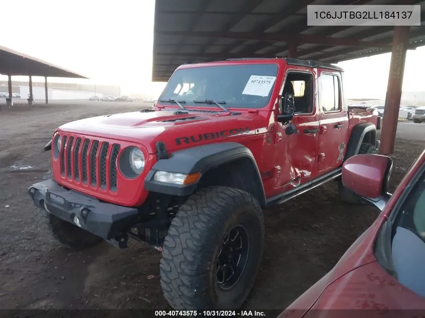 2020 Jeep Gladiator Rubicon 4X4 VIN: 1C6JJTBG2LL184137 Lot: 40743575