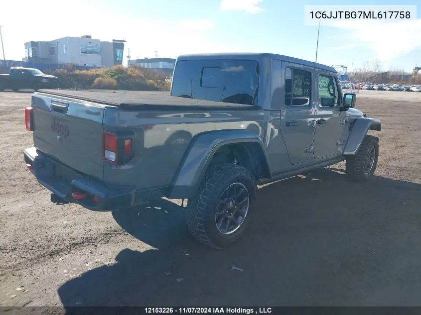 2021 Jeep Gladiator Rubicon VIN: 1C6JJTBG7ML617758 Lot: 12153226