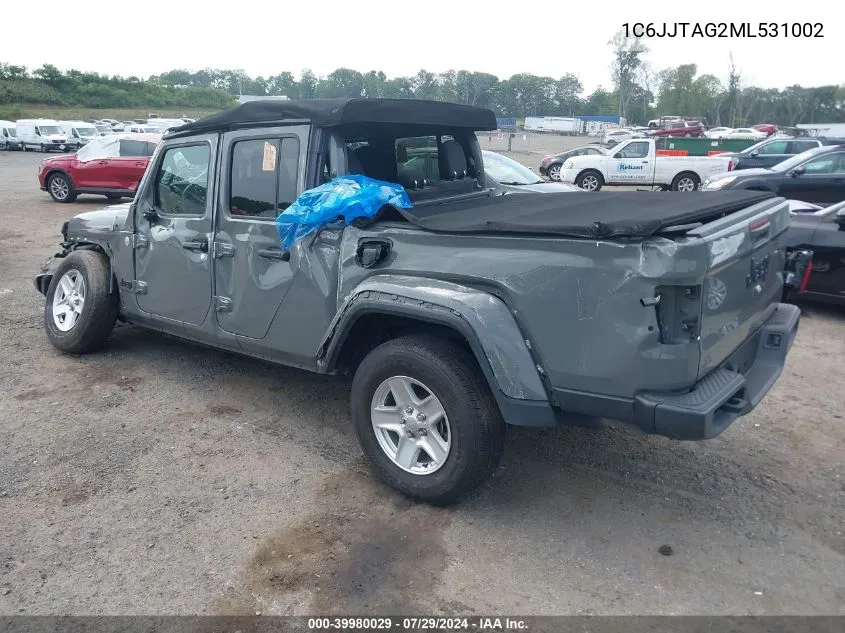 2021 Jeep Gladiator Sport S 4X4 VIN: 1C6JJTAG2ML531002 Lot: 39980029