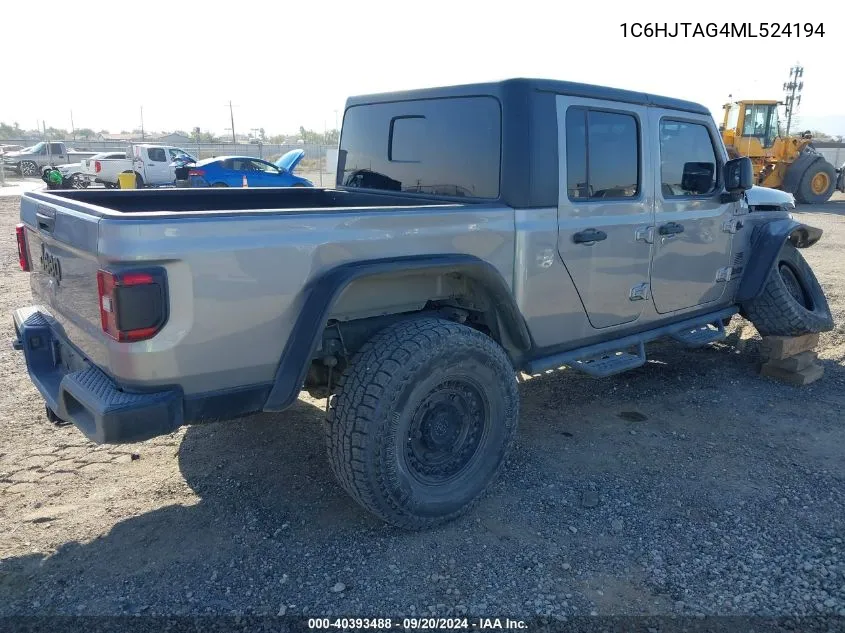 2021 Jeep Gladiator Sport S 4X4 VIN: 1C6HJTAG4ML524194 Lot: 40393488