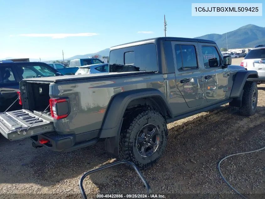 2021 Jeep Gladiator Rubicon 4X4 VIN: 1C6JJTBGXML509425 Lot: 40422886