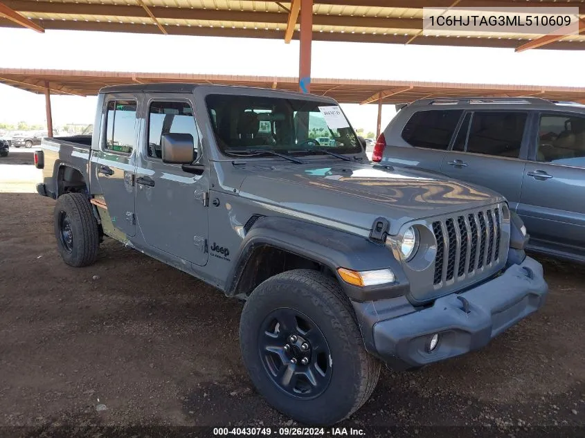 2021 Jeep Gladiator Sport 4X4 VIN: 1C6HJTAG3ML510609 Lot: 40430749