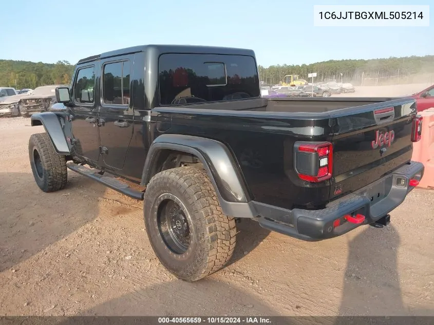 2021 Jeep Gladiator Rubicon 4X4 VIN: 1C6JJTBGXML505214 Lot: 40565659