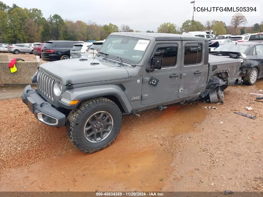 2021 Jeep Gladiator Overland 4X4 VIN: 1C6HJTFG4ML505394 Lot: 40834359