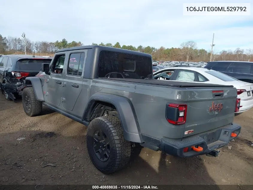 2021 Jeep Gladiator VIN: 1C6JJTEG0ML529792 Lot: 40859835