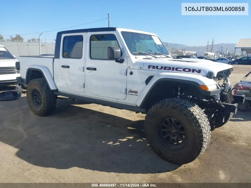 2021 Jeep Gladiator Rubicon 4X4 VIN: 1C6JJTBG3ML600858 Lot: 40860497